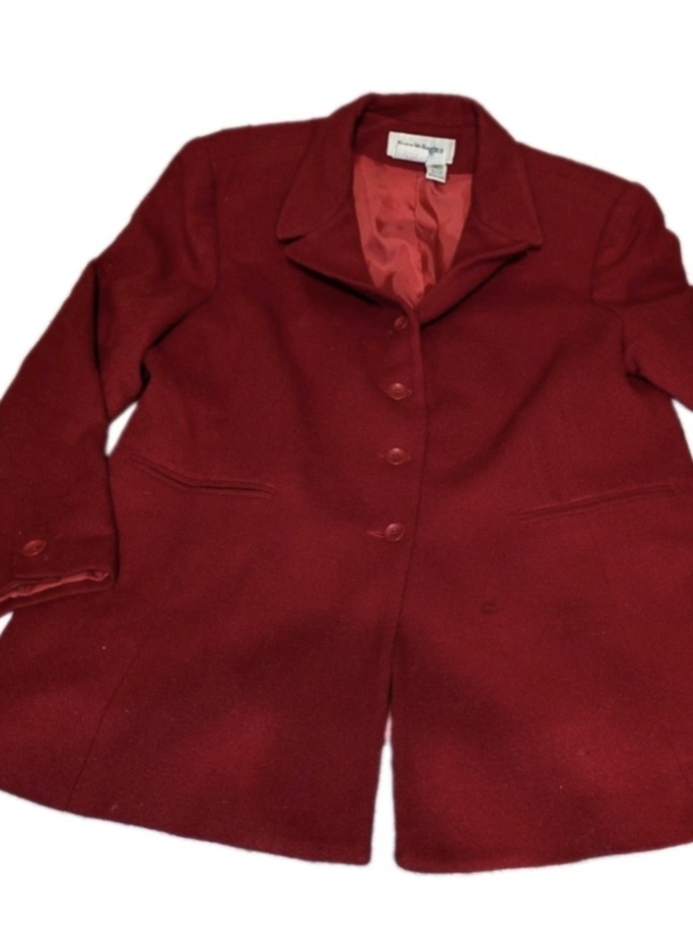 Vintage Norton McNaughton Red Wool Swing Coat Woolmark Certified Size 12